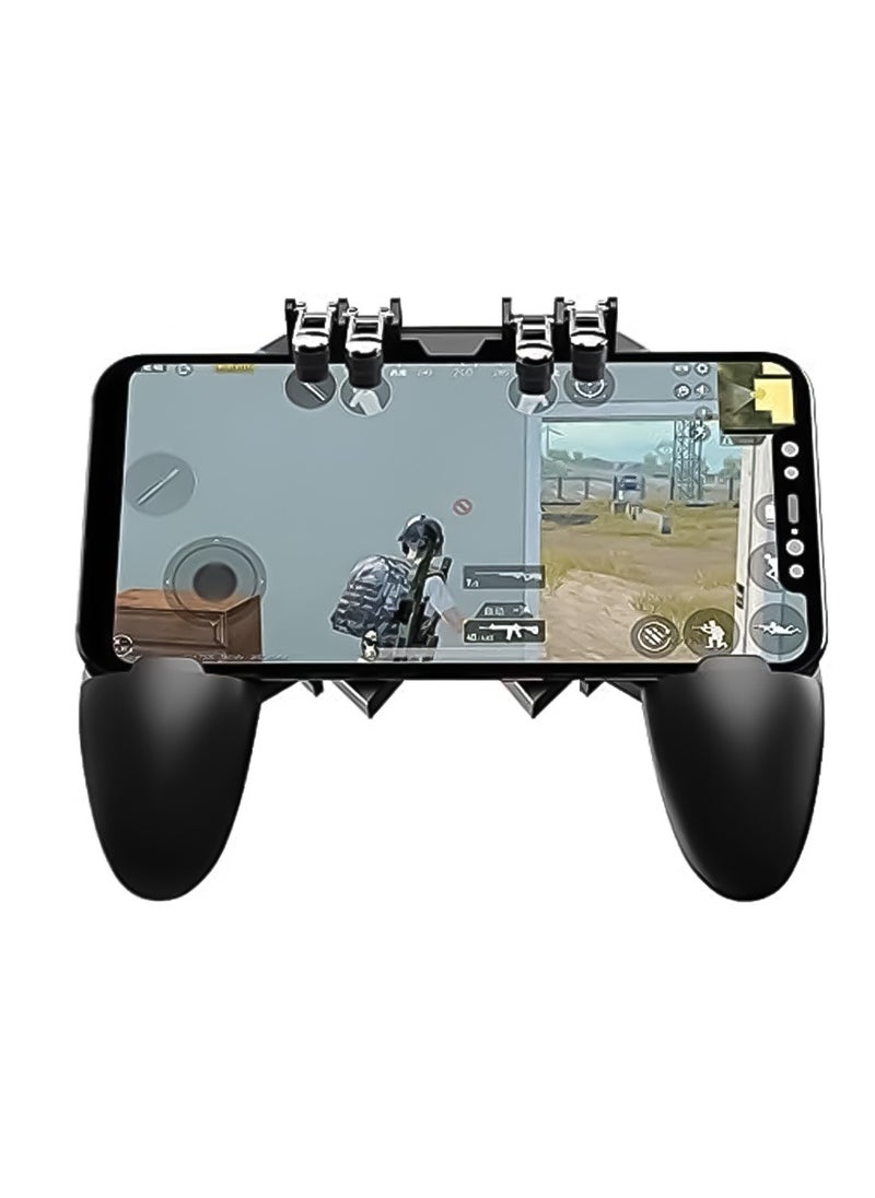 اي اس دي وحدة تحكم الألعاب للهواتف الذكية الشاملة مع 6 أصابع، وحدة تحكم ألعاب PUBG، عصا التحكم، ASD-266 - أسود  - Image 1