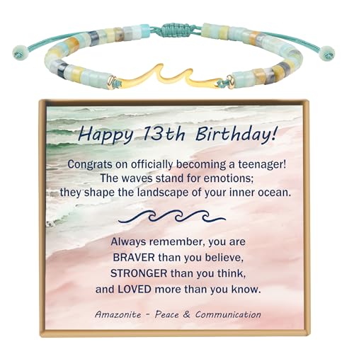 Sereney 13th Birthday Gifts for Girls as Handmade Wave Bracelet 13th Birthday Decorations for Girls, 13 Year Old Girl Gifts as 13 Year Old Girl Birthday Gifts for 13 birthday Teen Tween Daughter Niece - Image 1