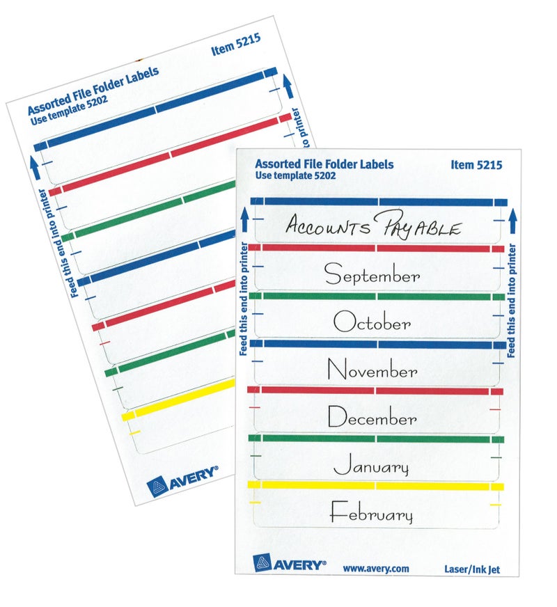 Avery File Folder Labels on 4" x 6" Sheets, Easy Peel, Assorted, Print & Handwrite, 2/3" x 3-7/16", 252 Labels (5215) - Image 4