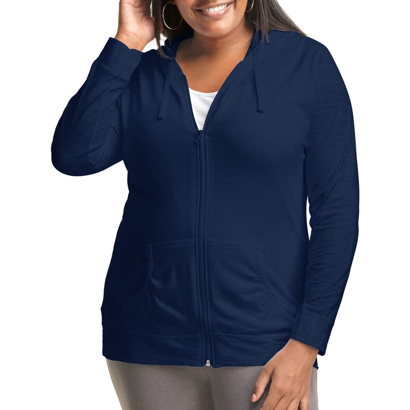 Just My Size Women's Full Zip Jersey Hoodie, Navy, 5X - Image 5
