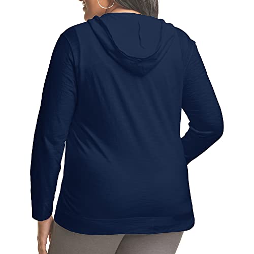 Just My Size Women's Full Zip Jersey Hoodie, Navy, 5X - Image 2