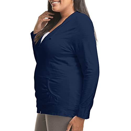 Just My Size Women's Full Zip Jersey Hoodie, Navy, 5X - Image 3