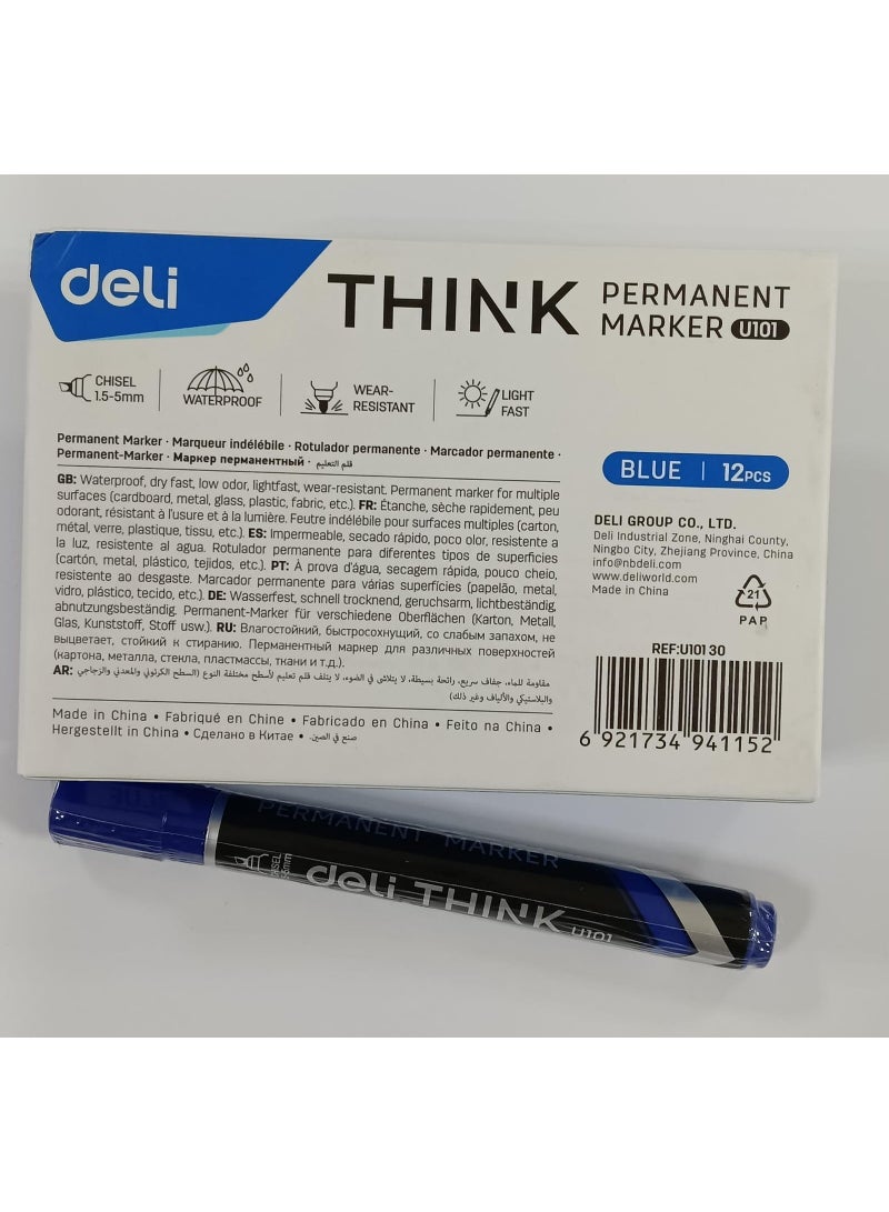 ديلي قلم تحديد دائم ديلي يو 10130 ثينك، 1.5 - 5 مم، حبر أزرق - عبوة من 12 قطعة - Image 2