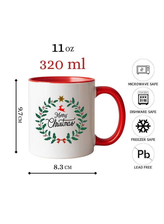 برينت شوب فور مي كوب قهوة سيراميكي مطبوع عليه عبارات عيد ميلاد سعيد - هدية مثالية للأصدقاء والموظفين | كوب أحمر ثنائي اللون بطابع وديكور عيد الميلاد - Image 4