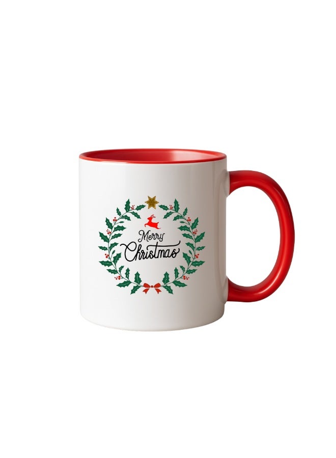 برينت شوب فور مي كوب قهوة سيراميكي مطبوع عليه عبارات عيد ميلاد سعيد - هدية مثالية للأصدقاء والموظفين | كوب أحمر ثنائي اللون بطابع وديكور عيد الميلاد - Image 1