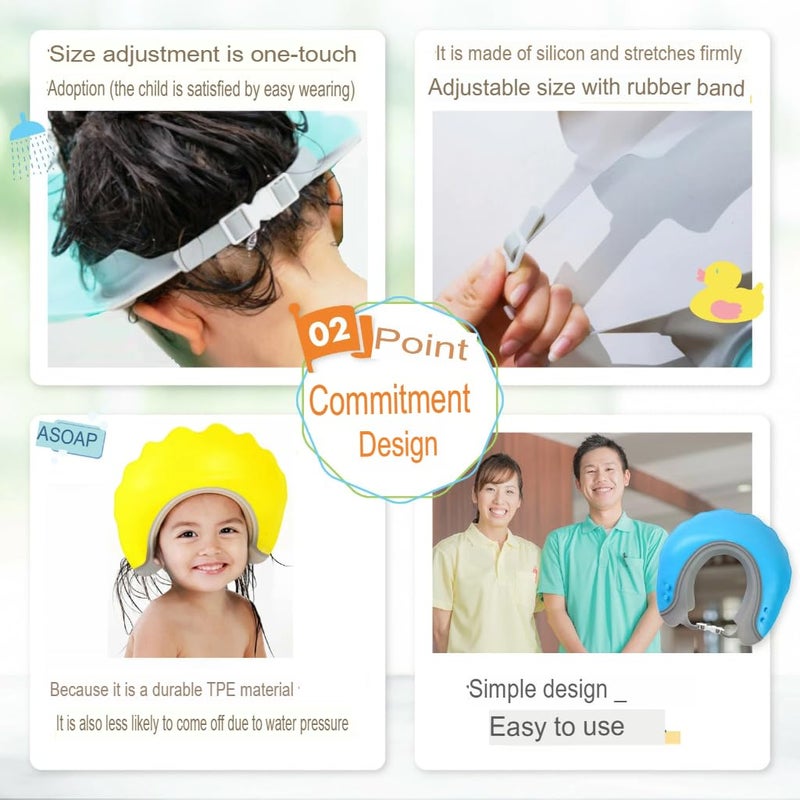 GDNK Baby Shower Cap Shower Cap for Kids 0-9 Years, Adjustable Silicone Crown with Eye & Ear (Blue) - Image 4