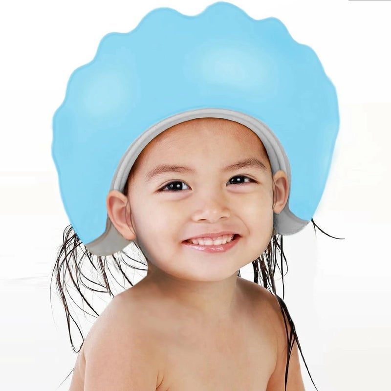 GDNK Baby Shower Cap Shower Cap for Kids 0-9 Years, Adjustable Silicone Crown with Eye & Ear (Blue) - Image 1