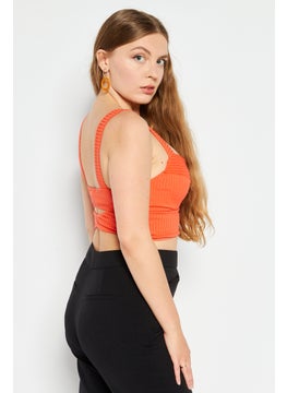 Women Diamond Neck Sleeveless Ribbed Cut Out Crop Top, Orange - pzsku/ZB1F10C941F92F10253C6Z/45/_/1726109218/c9d15f35-8960-4dad-87fa-8b812cd46402