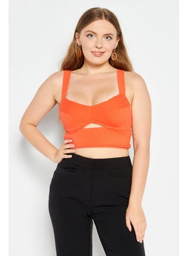 Women Diamond Neck Sleeveless Ribbed Cut Out Crop Top, Orange - pzsku/ZB1F10C941F92F10253C6Z/45/_/1726109227/a5c066c7-0c66-40ff-95b3-7861d6462450