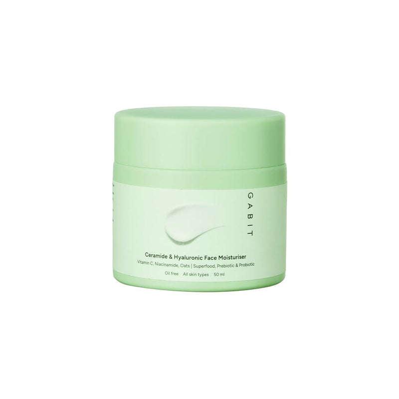 Gabit Ceramide  Hyaluronic Face Moisturiser  Lightweight Moisturizer to Hydrate  Brighten Skin  With Vitamin C Niacinamide Oats  For Women and Men  Oil Free for All Skin Types  50ml - Image 1