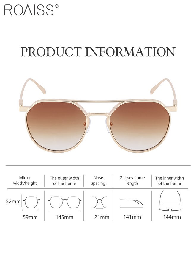 رويس نظارات شمسية دائرية ريترو للنساء والرجال، عدسات حماية من الأشعة فوق البنفسجية 400، إطار أسيتات عتيق، نظارات مضادة للتوهج للارتداء غير الرسمي والقيادة والسفر، ذهبي - Image 3