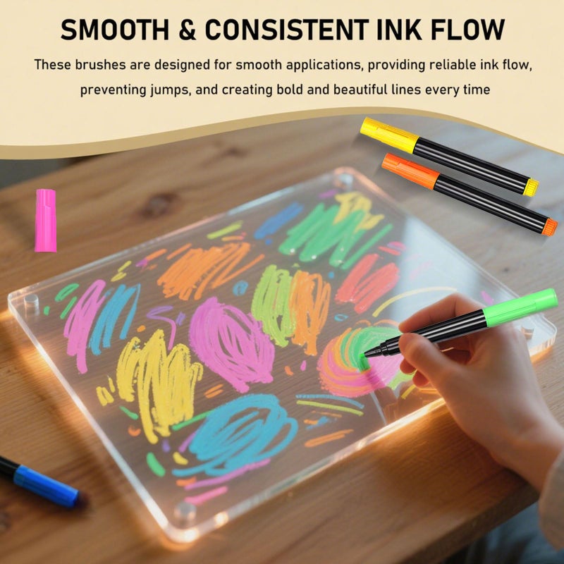 Unicelucky 12-Color Markers for LED Note Board with Colors, Compatible with Reusable Doodle Book, Light-Up Acrylic Message Boards,and LED Writing Boards, Neon Markers Erasable Pens (12) - Image 2