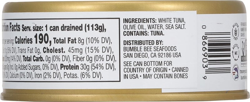 Bumble Bee Prime Solid White Albacore Tuna in Olive Oil, 5 oz Cans (Pack of 12) - Premium Wild Caught Tuna with 30g Protein per Serving - Image 2