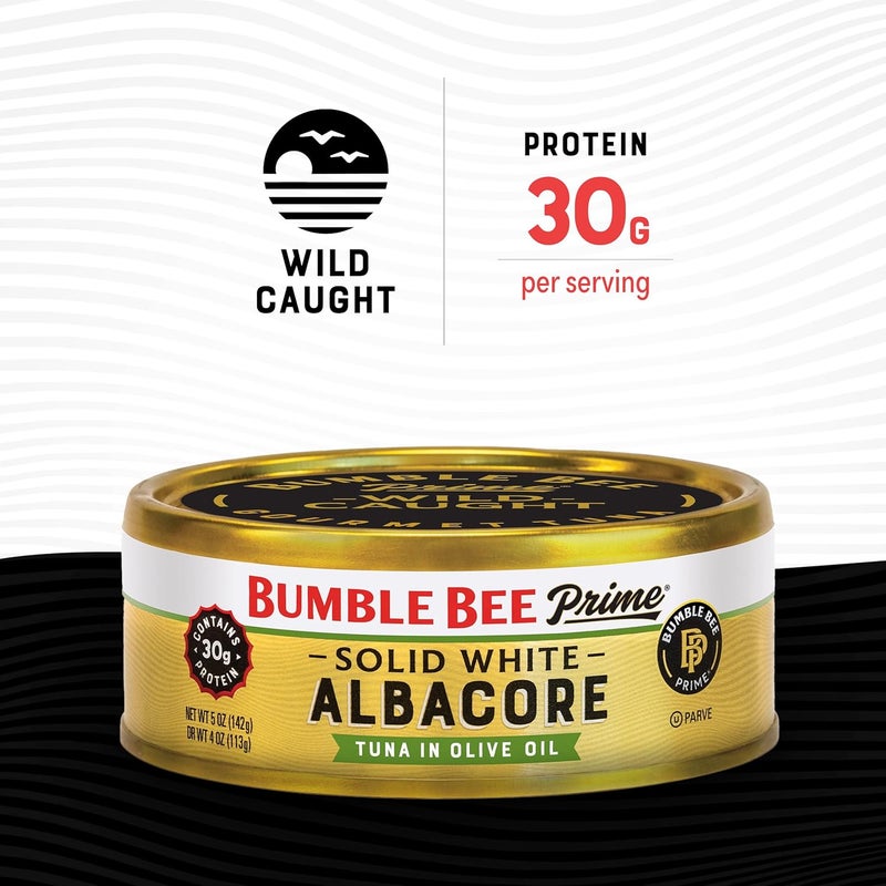 Bumble Bee Prime Solid White Albacore Tuna in Olive Oil, 5 oz Cans (Pack of 12) - Premium Wild Caught Tuna with 30g Protein per Serving - Image 3