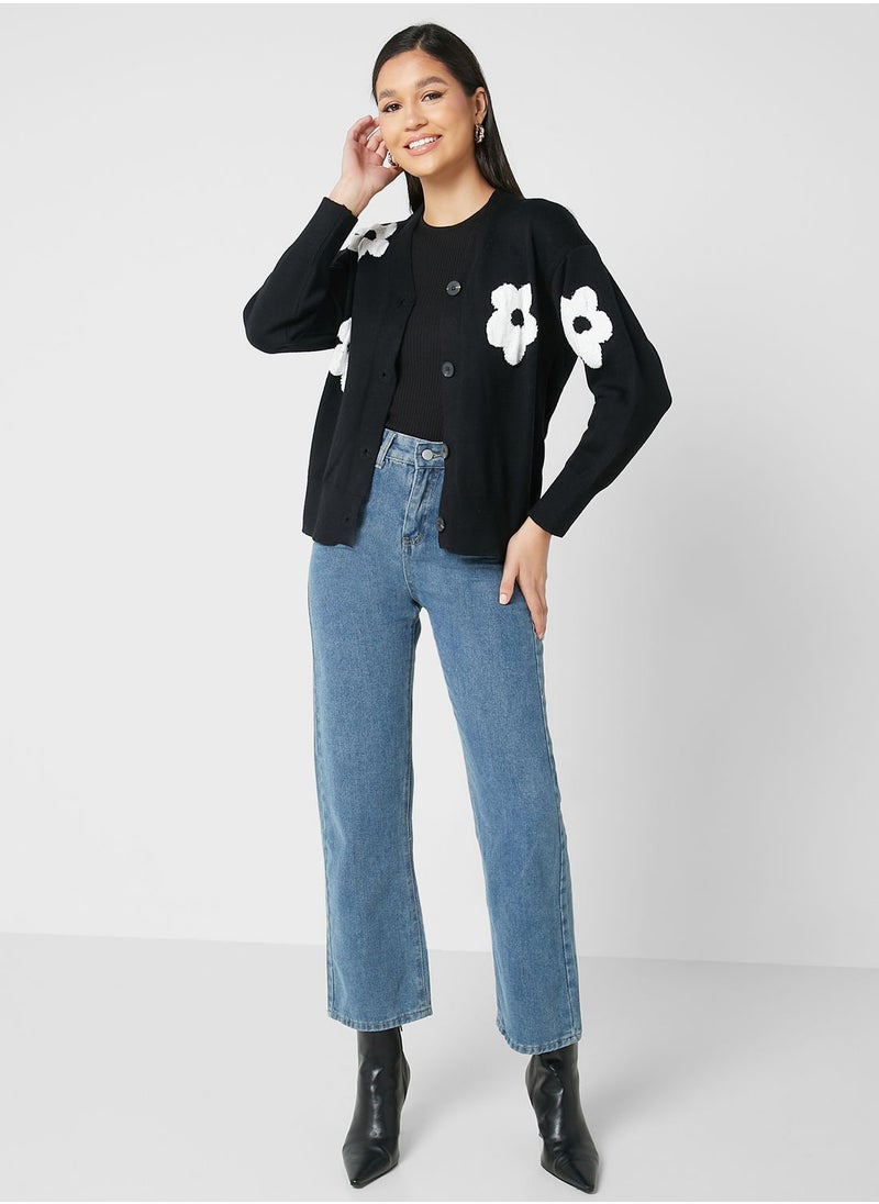 Ginger - Two Tone Flower Printed Cardigan - Image 1