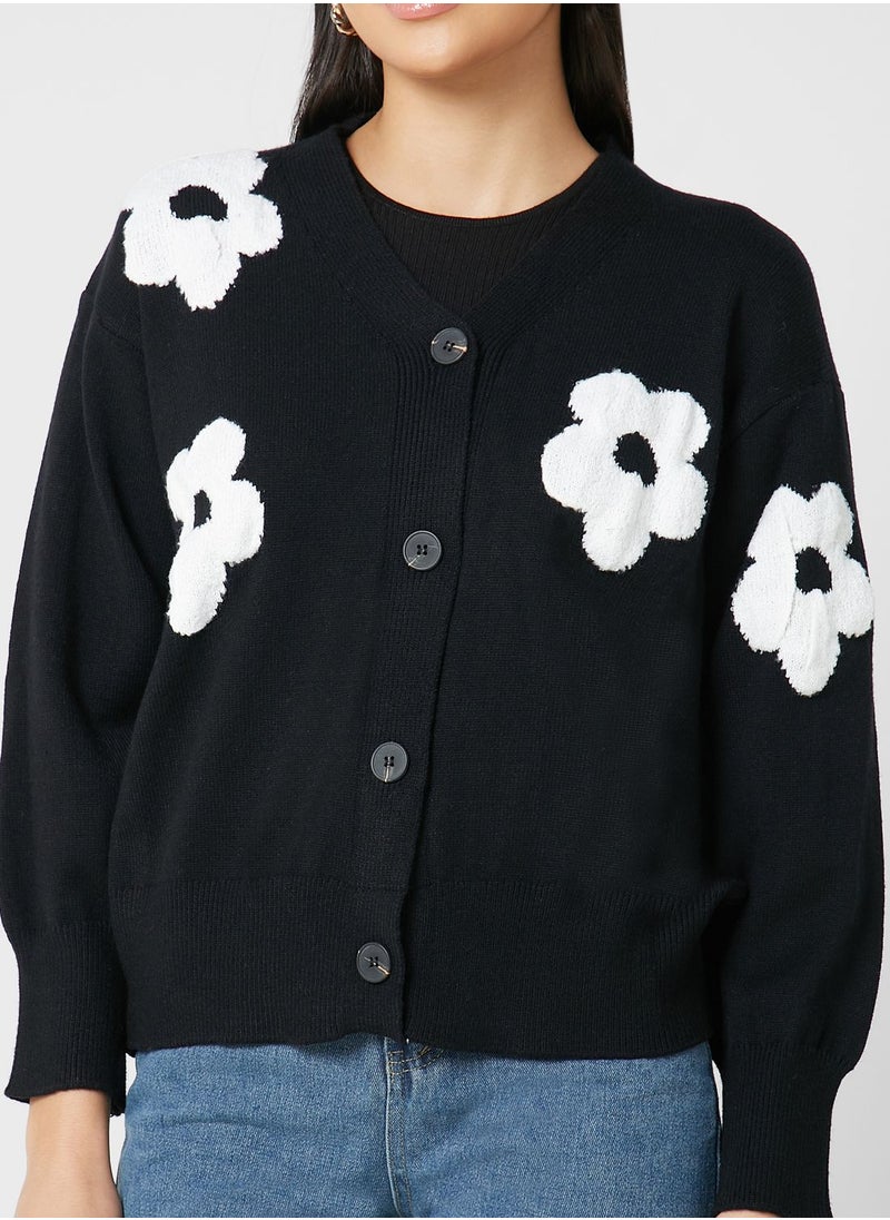 Ginger - Two Tone Flower Printed Cardigan - Image 1