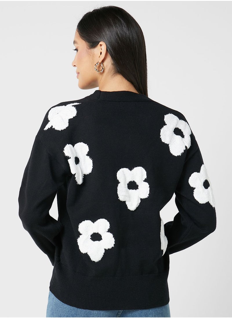 Ginger - Two Tone Flower Printed Cardigan - Image 1