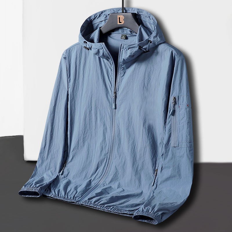 Generic Mens Casual Sporty Sunscreen Jacket 1801 Light Blue Solid