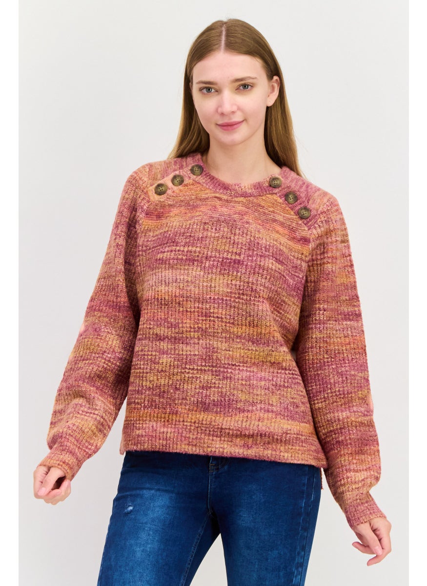 Women Round Neck Texture Knitted Sweater, Purple - pzsku/ZB1F1373550FDF2652D42Z/45/_/1737641898/b33417d3-c95d-4f63-9ec6-6d12092f0d23