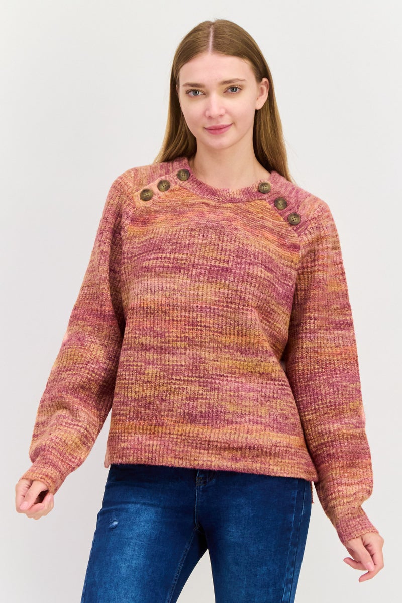 Black Tape سويت شيرت محبوك بتصميم دائري للنساء، متعدد الألوان - Image 1