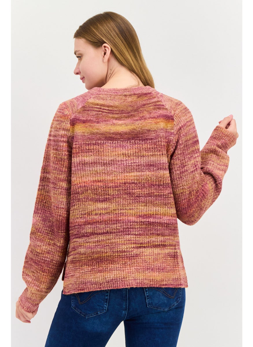 Women Round Neck Texture Knitted Sweater, Purple - pzsku/ZB1F1373550FDF2652D42Z/45/_/1737641903/4984f3a7-261a-49f4-a0d7-95f2d3732c78