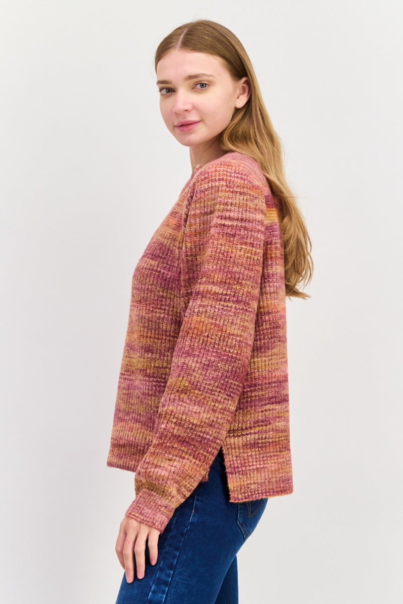 Black Tape سويت شيرت محبوك بتصميم دائري للنساء، متعدد الألوان - Image 3