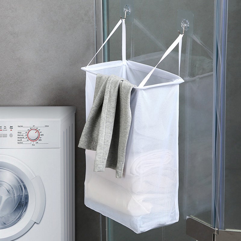 1Pc Household Pasted Wall-mounted Storage Basket Portable Hanging Storage Container for Bathroom with 2 Sticky Hooks - Image 1