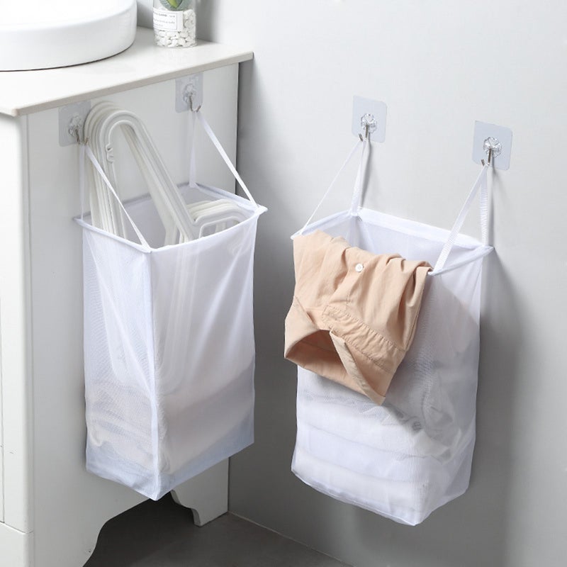 1Pc Household Pasted Wall-mounted Storage Basket Portable Hanging Storage Container for Bathroom with 2 Sticky Hooks - Image 5