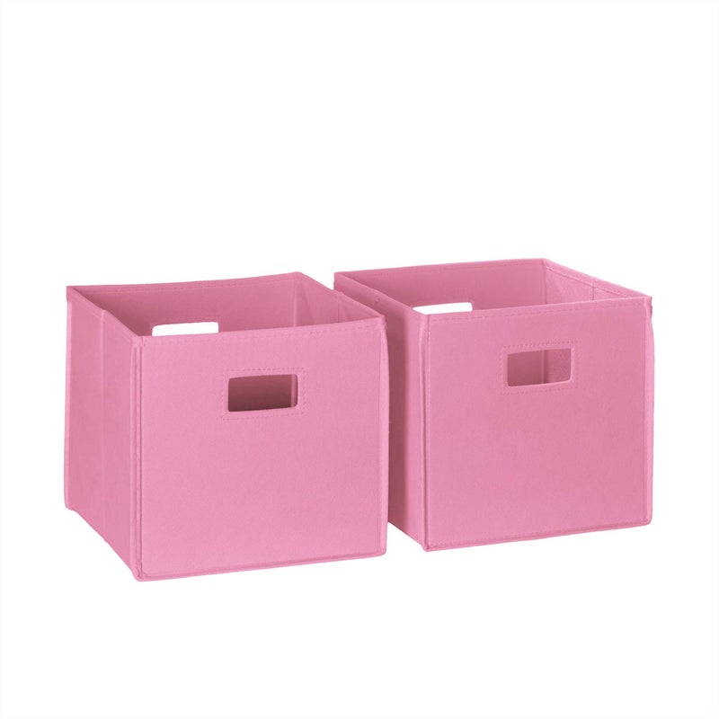 RiverRidge Folding Storage Bins with Handles Pink Cube Storage Organizer for Closet Bedroom  Playroom  Closet Organizers and Storage Set of 2