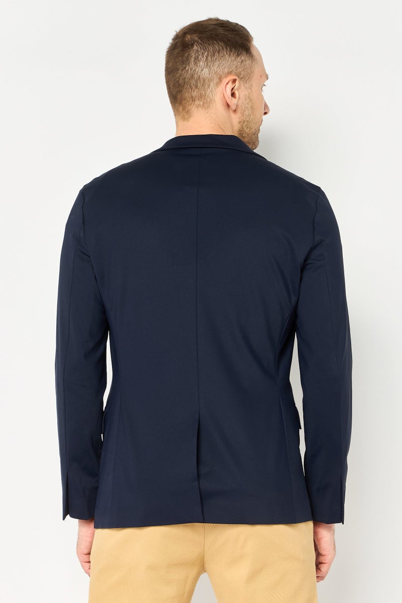 SELECTED Men Regular Fit Plain Casual Blazer, Navy - Image 3