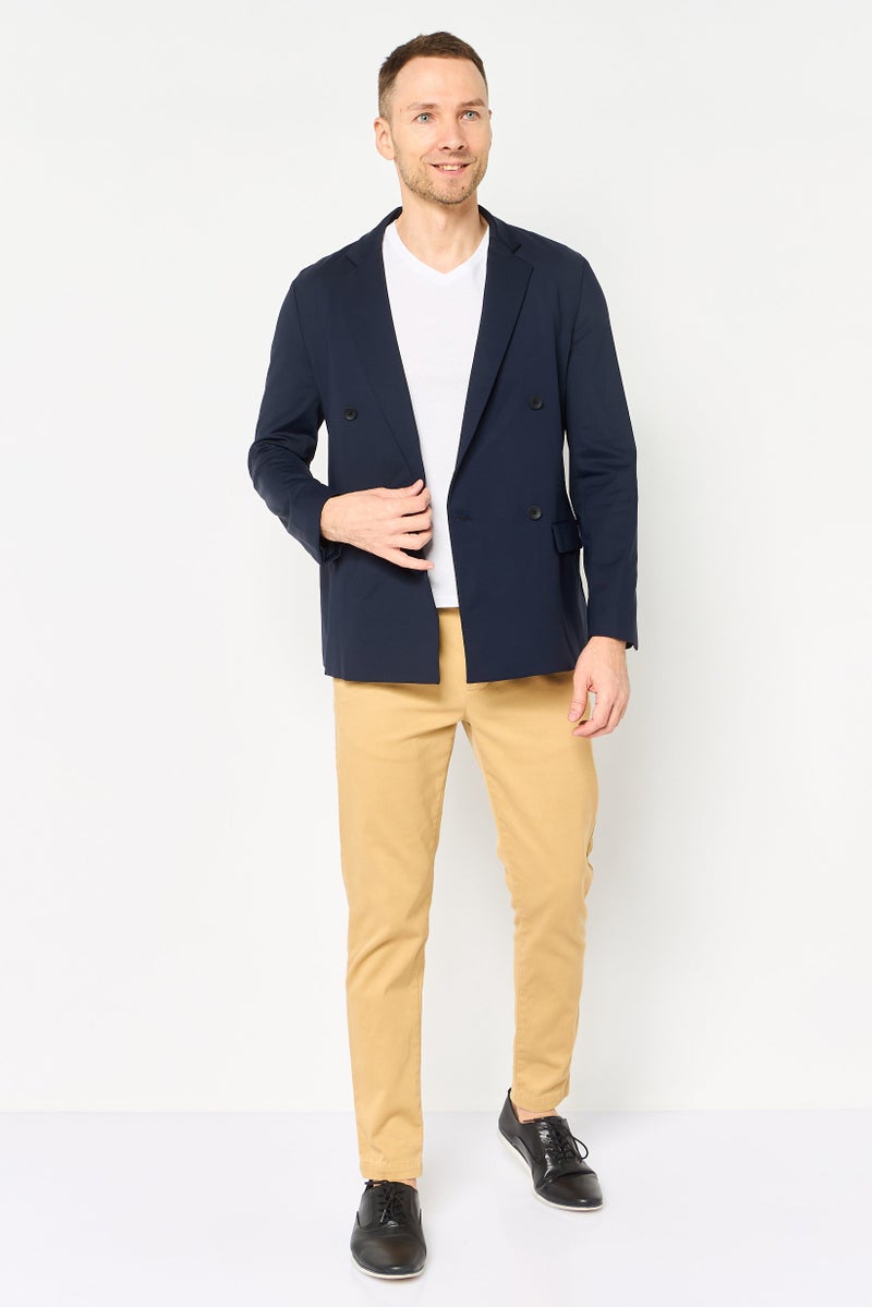 SELECTED Men Regular Fit Plain Casual Blazer, Navy - Image 2