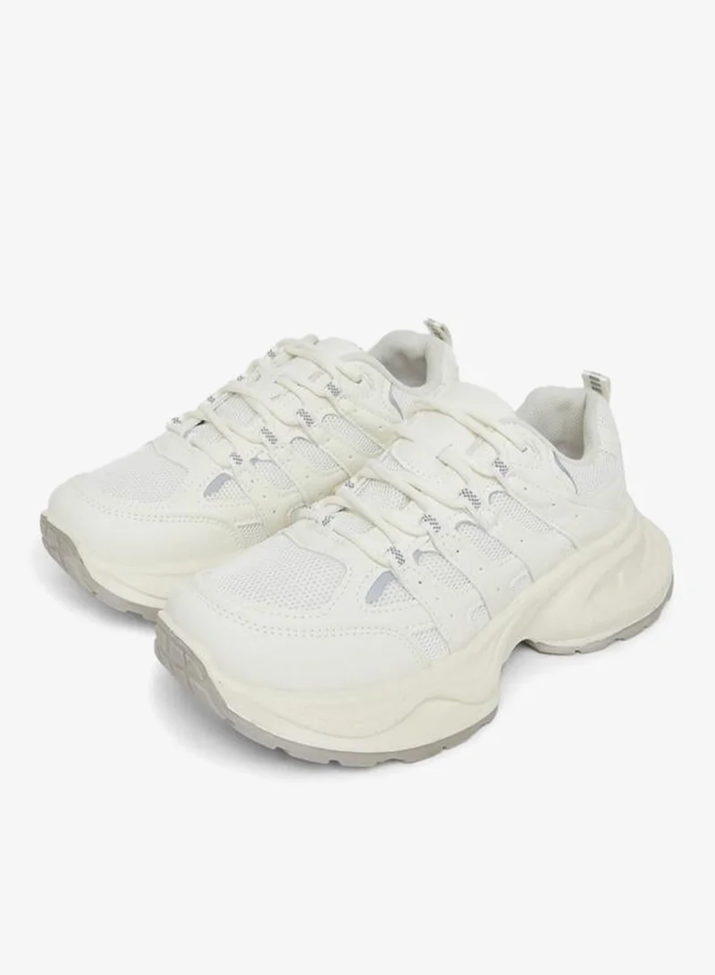 Styli Active  Textured Lace Up Sneakers for Women | Best Price UAE