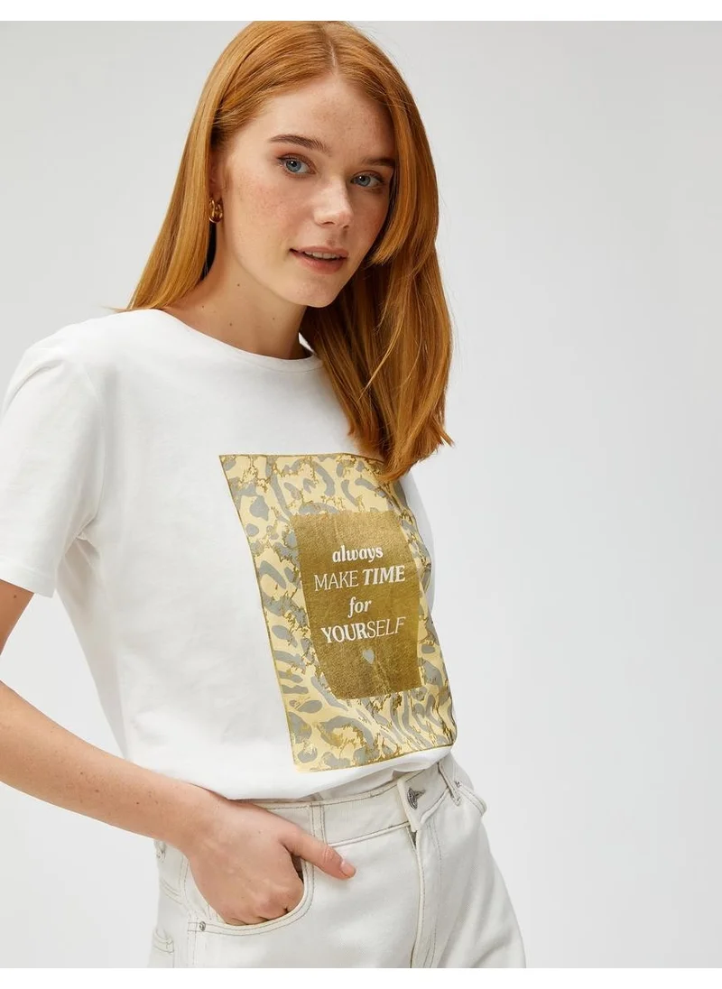 كوتن Short Sleeve T-Shirt Bright Text Printed Cotton
