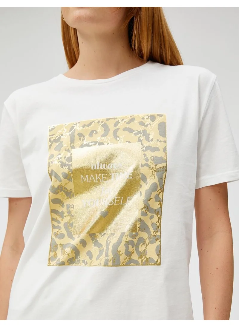 كوتن Short Sleeve T-Shirt Bright Text Printed Cotton