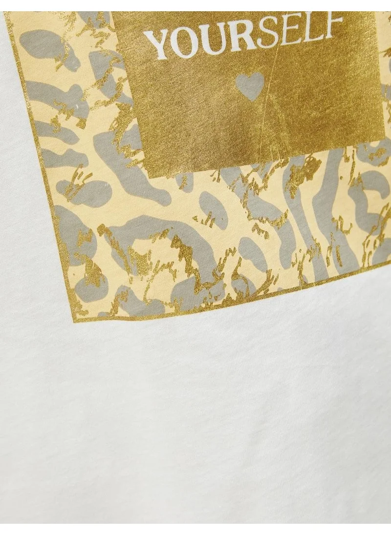 كوتن Short Sleeve T-Shirt Bright Text Printed Cotton