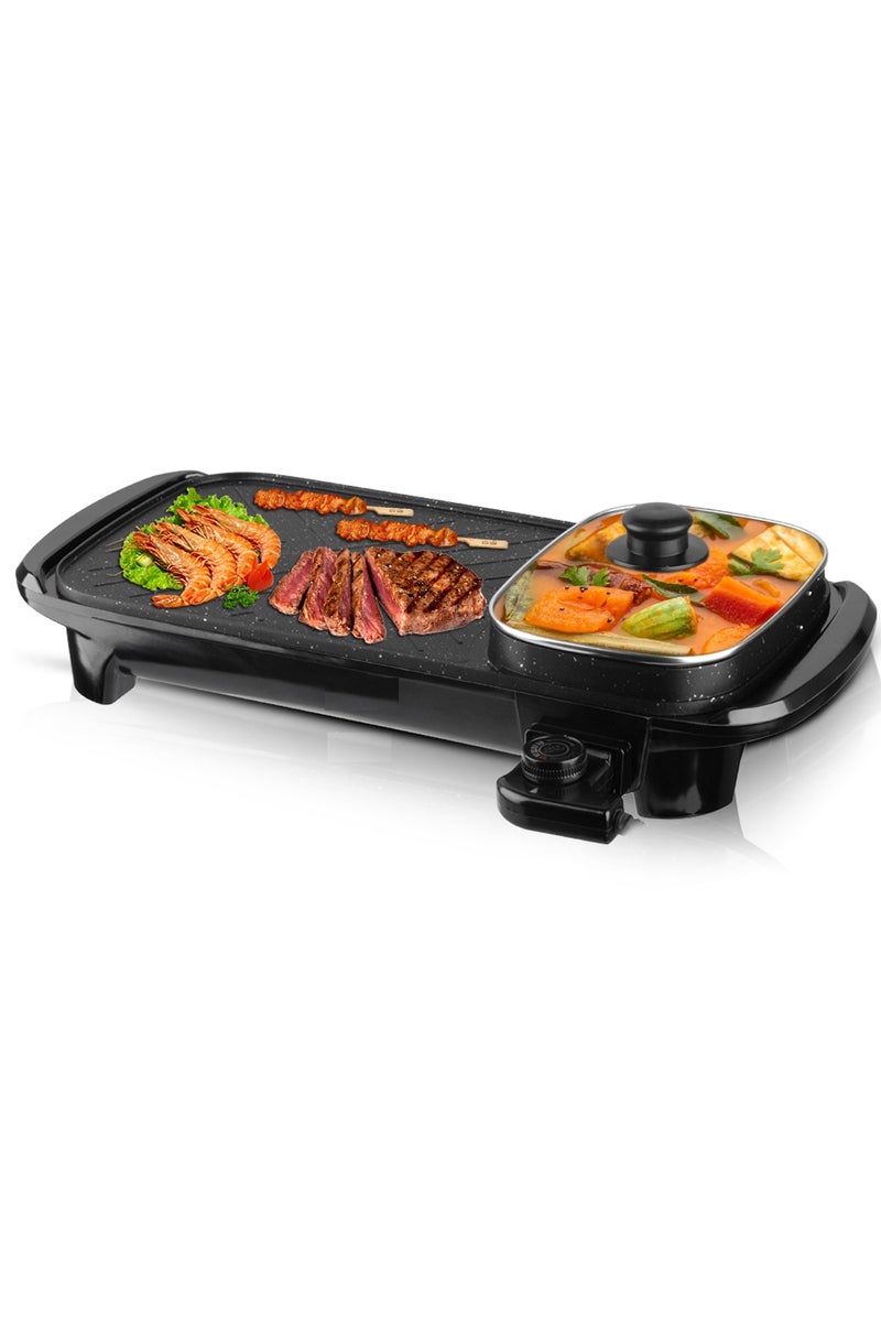 Olympia Multifunctional 2 In 1 Electric Bbq Grill With Hot Pot Smokeless Indoor Electric Grill Pan - Image 5