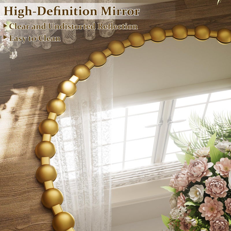 Easly Round Mirror for Wall, 32 Inch Gold Beaded Frame Decorative Vanity Mirror, Circle Bathroom Mirror with High-Definition Lense, Modern Wall Decor for Bathroom, Living Room, Bedroom, Entryway - Image 5