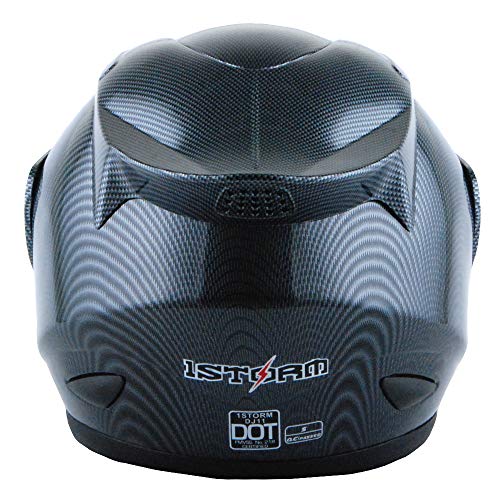 1Storm خوذة دراجة نارية 1Storm كاملة الوجه ميكانيكية من ألياف الكربون السوداء - Image 4