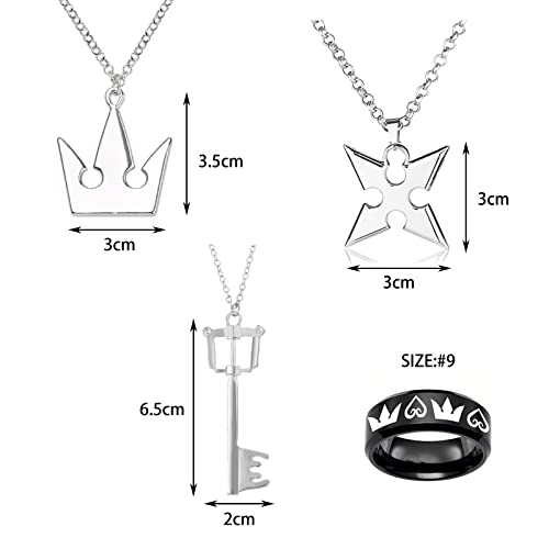 HJYZY 4 pcs King H. Ring Jewelry Sora's Crown & Roxas's Cross Necklaces cosplay accessories for Men Woman - Image 2
