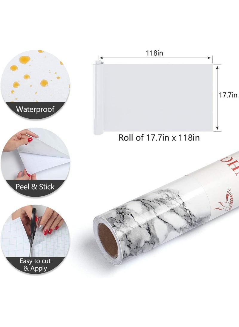 Sharpdo Wallpaper, Black Peel and Stick Wallpaper on White Background, Wallpaper for Marble Countertops, Self Adhesive Wallpaper for Tiles (Black on White Background, 3m x 60cm) - Image 3