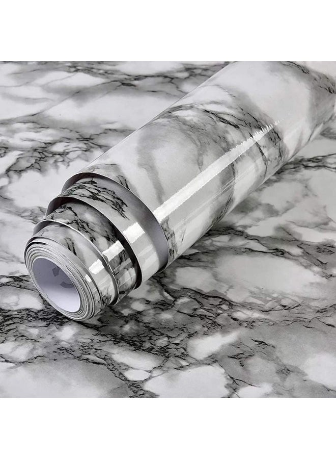 Sharpdo Wallpaper, Black Peel and Stick Wallpaper on White Background, Wallpaper for Marble Countertops, Self Adhesive Wallpaper for Tiles (Black on White Background, 3m x 60cm) - Image 2