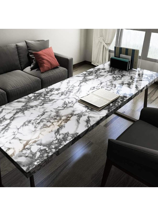 Sharpdo Wallpaper, Black Peel and Stick Wallpaper on White Background, Wallpaper for Marble Countertops, Self Adhesive Wallpaper for Tiles (Black on White Background, 3m x 60cm) - Image 5