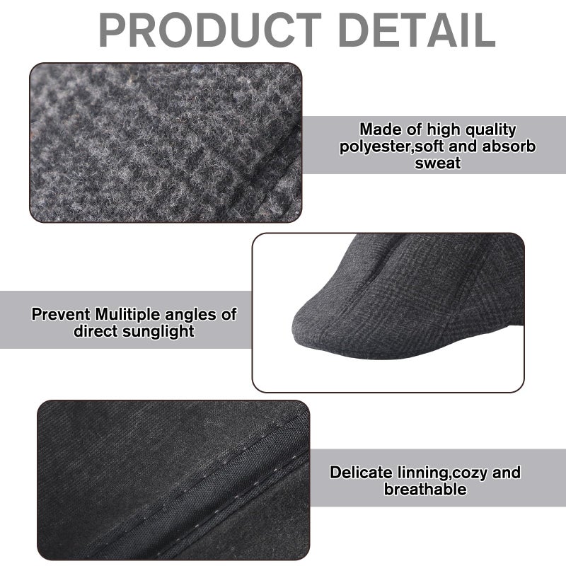 Newcotte 6 Pcs Newsboy Cap for Men Classic Herringbone Tweed Flat Cap Irish Beret Hat for Cabbie Driving Hunting (Vintage,Large-x-Large) - Image 5