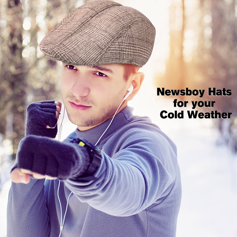 Newcotte 6 Pcs Newsboy Cap for Men Classic Herringbone Tweed Flat Cap Irish Beret Hat for Cabbie Driving Hunting (Vintage,Large-x-Large) - Image 2