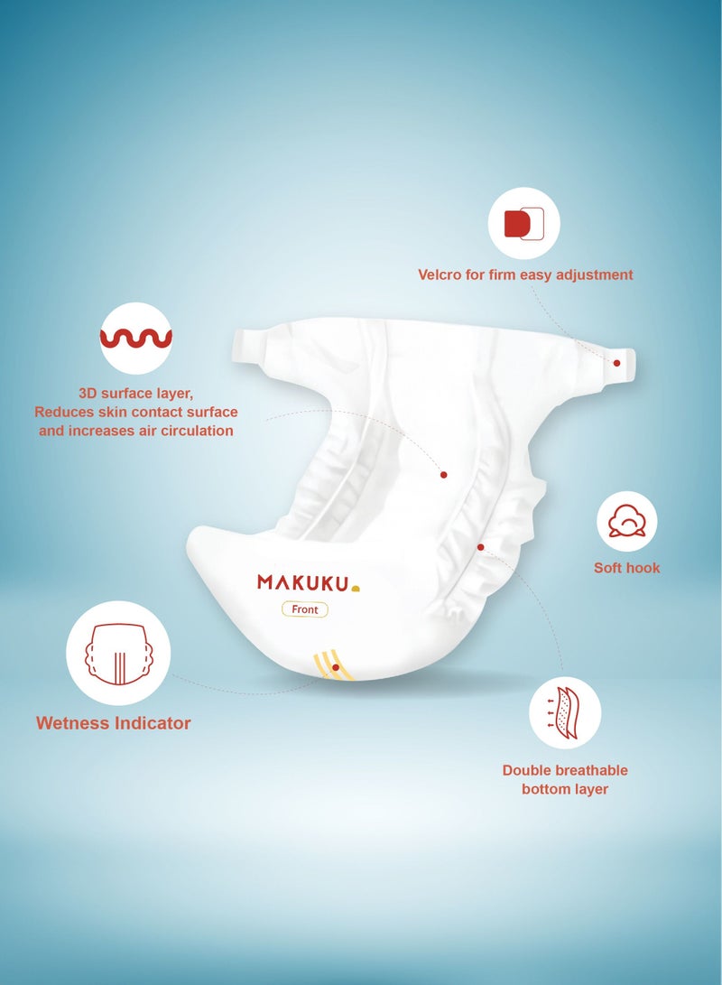 Makuku Air Slim Tape Diapers - Size 1 (0-5kg) | 0-2 months | 28 Pieces - Image 2