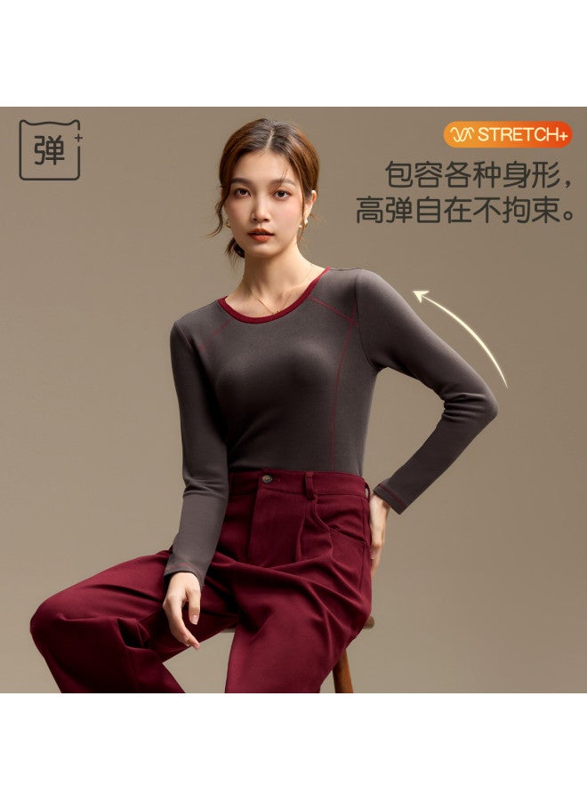 MIIOW Autumn Women'S Long Sleeve Round Neck Stitching Base Shirt, Casual Sports Top, Base T-Shirt - Image 5
