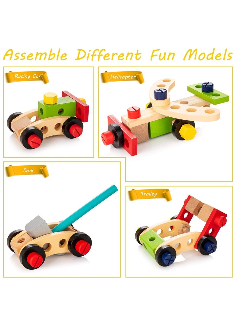 LIMOS Tool Kit for Kids, Wooden Tool Box with 34pcs Wooden Tools, Building Toy Set Creative DIY Educational Construction Toy, STEM Toy for Toddlers Boys Girls  - Image 2