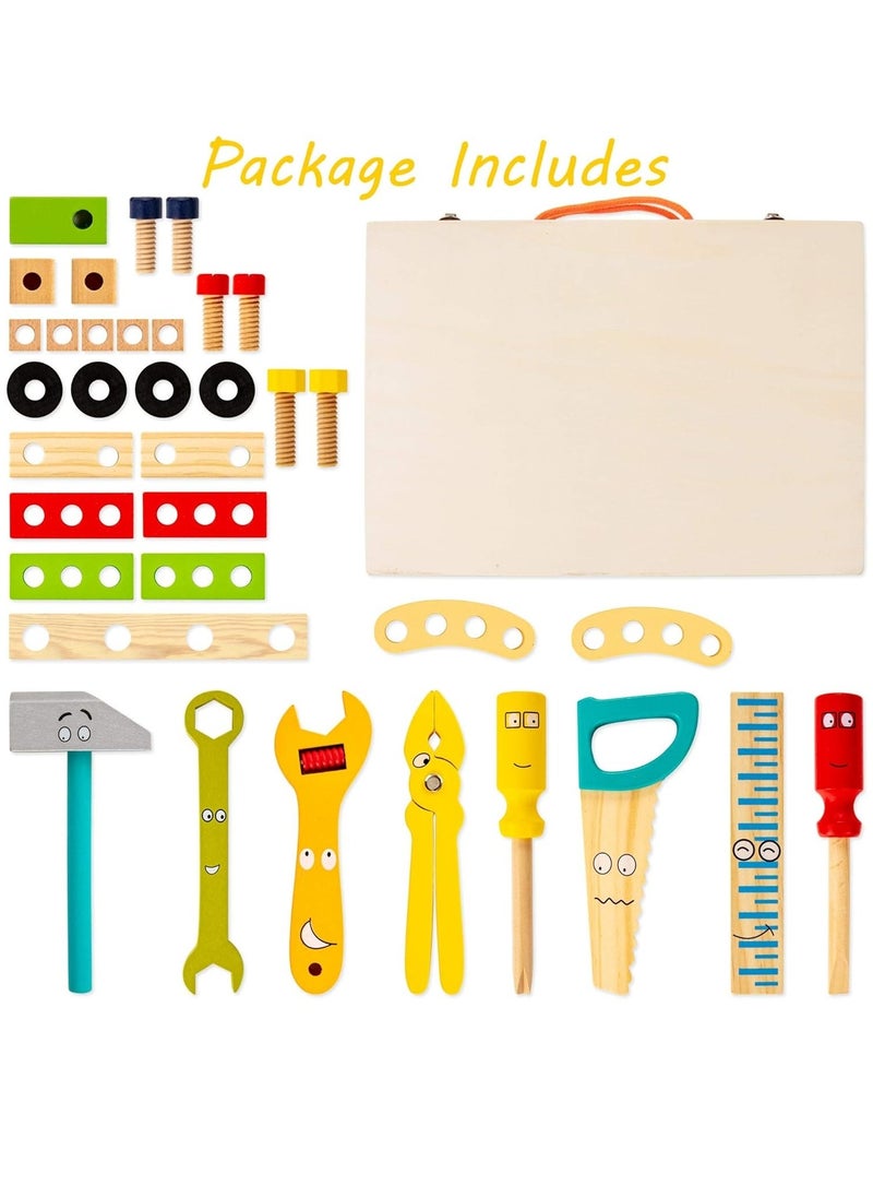 LIMOS Tool Kit for Kids, Wooden Tool Box with 34pcs Wooden Tools, Building Toy Set Creative DIY Educational Construction Toy, STEM Toy for Toddlers Boys Girls  - Image 3