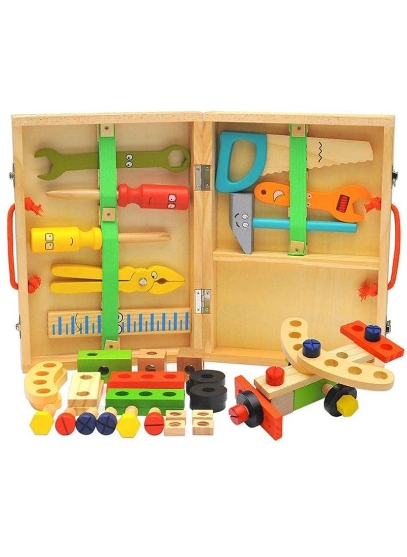 LIMOS Tool Kit for Kids, Wooden Tool Box with 34pcs Wooden Tools, Building Toy Set Creative DIY Educational Construction Toy, STEM Toy for Toddlers Boys Girls  - Image 5
