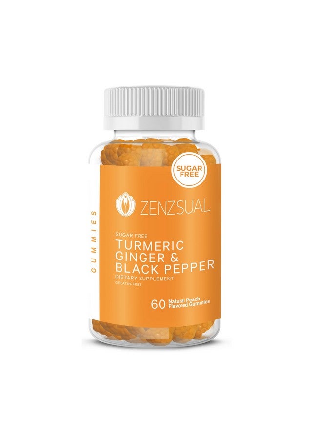 ZENZSUAL ZENZSUAL Turmeric, Ginger, and Black Pepper Gummies - Sugar Free Dietary Supplement - Immune Support, Healthy Skin, Joint Health, Combat Swelling Naturally (60 Natural Peach Flavored Gummies)  - Image 1